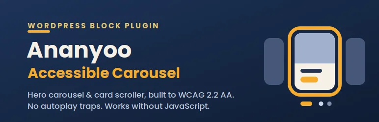 Accessible Carousel & Slider — a WordPress accessibility plugin for the block editor, WCAG 2.2 AA